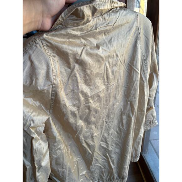 Vintage Tudor Court Nylon Jacket Coat Wind Breaker Cotton Size Large Gold Beige - Picture 6 of 8